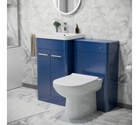 Nes Home Afern 500mm Freestanding Vanity Unit with Basin, Back to Wall Toilet, WC unit Royal Blue
