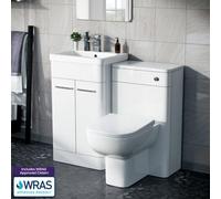 Nes Home Afern 500mm Vanity Basin Unit, Wc Unit & Debra Rimless Back To Wall Toilet White