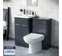 Nes Home Afern 500mm Vanity Basin Unit, Wc Unit & Elso Back To Wall Toilet Anthracite