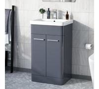 Nes Home Afern 500mm Vanity Unit Cabinet And Wash Basin Steel Grey