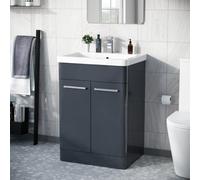 Nes Home Afern 600mm Vanity Unit Cabinet And Wash Basin Anthracite