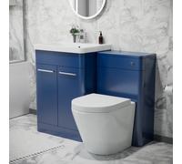 Nes Home Afern 600mm Vanity Unit with Basin, Rimless Toilet, WC unit Royal Blue Freestanding Set