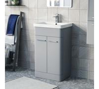 Nes Home Afern Matte Grey 500mm Freestanding Vanity Unit Cabinet & Wash Basin