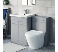 Nes Home Afern Matte Grey 600mm Freestanding Basin Vanity WC Unit & Toilet