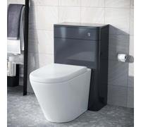 Nes Home Afern Modern 500mm Anthracite Back To Wall Wc Unit & Rimless Toilet Pan Space Saving