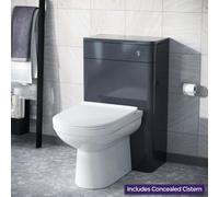 Nes Home Afern Modern 500mm Back To Wall Wc With Toilet And Cistern Unit Gloss Grey