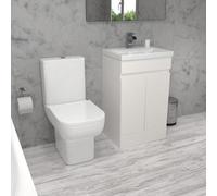 Nes Home Alaska 500 mm Gloss White Basin Vanity & Close Coupled Toilet White