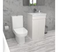 Nes Home Alaska 500mm Gloss Basin Vanity & Close Coupled Toilet White