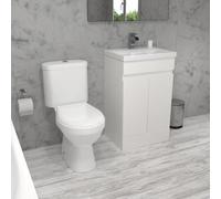 Nes Home Alaska 500mm Gloss White Basin Vanity & Close Coupled Toilet