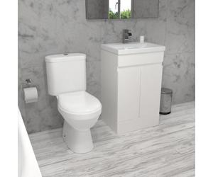 Nes Home Alaska 500mm Gloss White Basin Vanity & Close Coupled Toilet