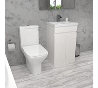 Nes Home Alaska 500mm White Basin Vanity & Rimless Close Coupled Toilet