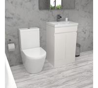 Nes Home Alaska 500mm White Freestanding Basin Vanity & Close Coupled Toilet