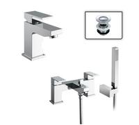 Nes Home Aldo Basin & Bath Shower Mixer Tap With Basin Waste Chrome