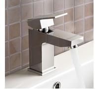 Nes Home Aldo Modern Bathroom Chrome Deck Mounted Solid Brass Basin Mixer Tap in Silver Nes Home Silver