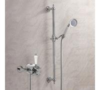 Nes Home Alice Cross Exposed Thermostatic Mixer Valve, Slider Rail & Handset Chrome/white