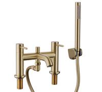 Nes Home Alice Modern Brushed Brass Designer Deck Mounted Bath Shower Mixer Tap With Handheld Kit