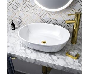 Nes Home Alveley 480 x 350mm Oval Cloakroom Counter Top Basin Sink Bowl Gloss
