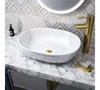Nes Home Alveley 480 X 350mm Oval Cloakroom Counter Top Basin Sink Bowl Gloss White