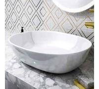 Nes Home Alveley 480 X 350mm Oval Countertop Basin Sink Bowl Gloss White Cloakroom Wash Basin