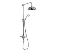 Nes Home Amelie Traditional 2 Outlet Exposed Shower Thermostatic Shower Bar Mixer Valve & Riser Rail Kit Set