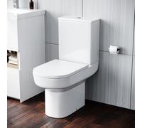 Nes Home Anna Stylish Round Rimless Close Coupled Toilet With Soft Close Seat