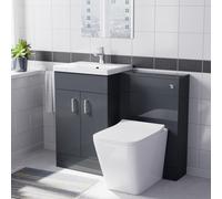 Nes Home Anthracite 1000mm Freestanding Doors Vanity With Wc & Btw Toilet Pan