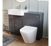 Nes Home Anthracite 1100mm Bathroom Traditional Vanity Basin Wc Unit & Toilet Unit