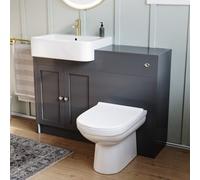 Nes Home Anthracite 1100mm Traditional Vanity Basin Wc Unit & Btw Toilet Set Unit