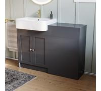 Nes Home Anthracite 1100mm Traditional Vanity Basin Wc Unit & Ceramic Basin