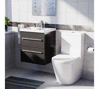 Nes Home Anthracite 500mm 2 Drawers Basin Vanity & Close Coupled Toilet Set