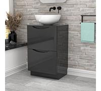 Nes Home Anthracite 500mm Freestanding Vanity Round Ceramic Countertop Basin