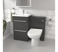 Nes Home Anthracite Basin Vanity Cabinet, WC Unit & Soft Close Toilet