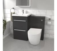 Nes Home Anthracite Basin Vanity Cabinet With Wc Unit & Back To Wall Toilet