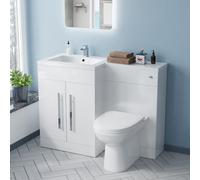 Nes Home Aric 1100 mm L Shape Wc Left Hand Vanity Suite Unit Btw Toilet White Square