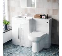 Nes Home Aric 1100mm Left Hand Freestanding Vanity With Btw Toilet, Wc & Basin White