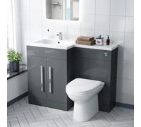 Nes Home Aric 1100mm Left Hand Grey Basin Combination Vanity Unit - Melbourne Back To Wall Toilet