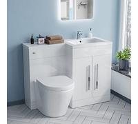 Aric 1100mm RH Freestanding White Vanity with BTW Rimless Toilet, WC & Basin