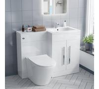 Nes Home Aric 1100mm Right Hand Vanity Sink Unit Back To Wall Wc Rimless Toilet Bathroom Suit