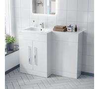 Nes Home Aric 1100mm White Gloss Vanity Unit Left Hand Basin Sink Furniture Cabinet