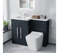 Nes Home Aric Grey 1100mm Lh Btw Toilet, Wc Unit & Resin Basin Flat Pack