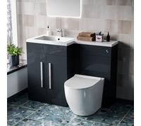 Nes Home Aric Grey 1100mm Lh Freestanding Vanity With Btw Toilet, Wc & Basin Flat Pack