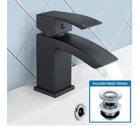Nes Home Arke Bathroom Basin Mono Mixer Black Matt Tap With Basin Waste Nes Home Black