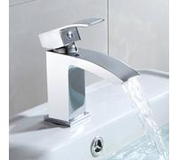 Nes Home Contemporary Basin Sink Chrome Mono Mixer Tap + Waste in Silver Nes Home Silver