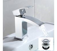 Nes Home Contemporary Basin Sink Chrome Mono Mixer Tap with free Waste in Silver Nes Home Silver