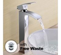 Nes Home Arke Waterfall High Rise Basin Mono Mixer Tap With Waste