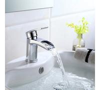 Nes Home Arley Chrome Cloakroom Waterfall Basin Mono Mixer Tap Brass