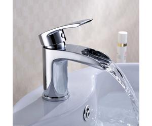 Nes Home Arley Chrome Cloakroom Waterfall Basin Mono Mixer Tap Brass