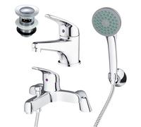 Nes Home Banox Basin Mono Mixer & Bath Shower Mixer Taps & Waste Chrome