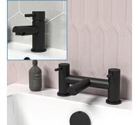 Nes Home Basin Single Lever Mixer Tap & Bath Filler Mixer Tap Matt Black