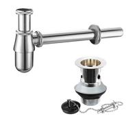 Nes Home Basin Sink Bottle Trap Waste and Plug,Chain, Slotted Drain Waste Chrome